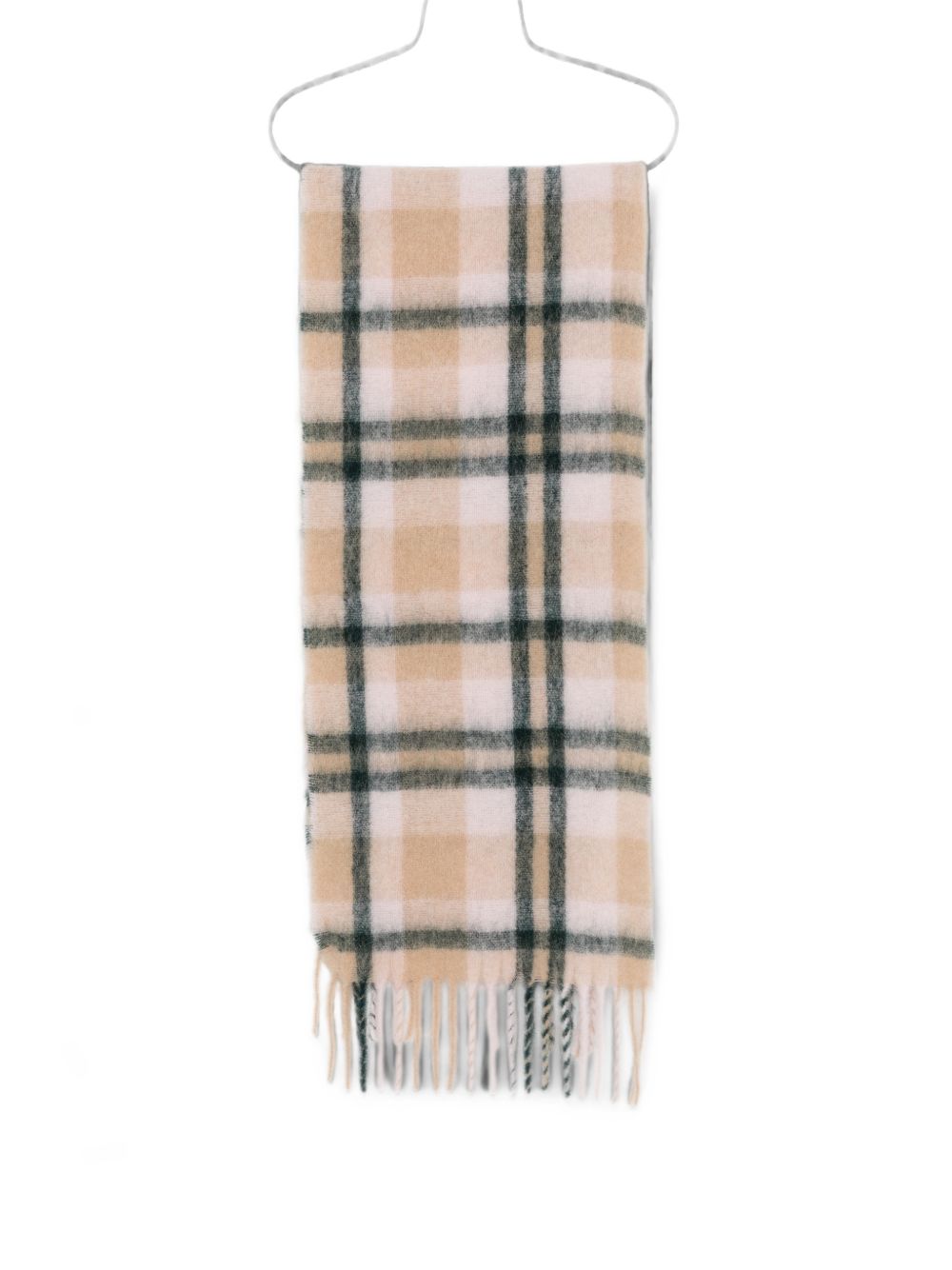 Closed Checked Alpaca-Blend Scarf — Pink Wool Scarfs