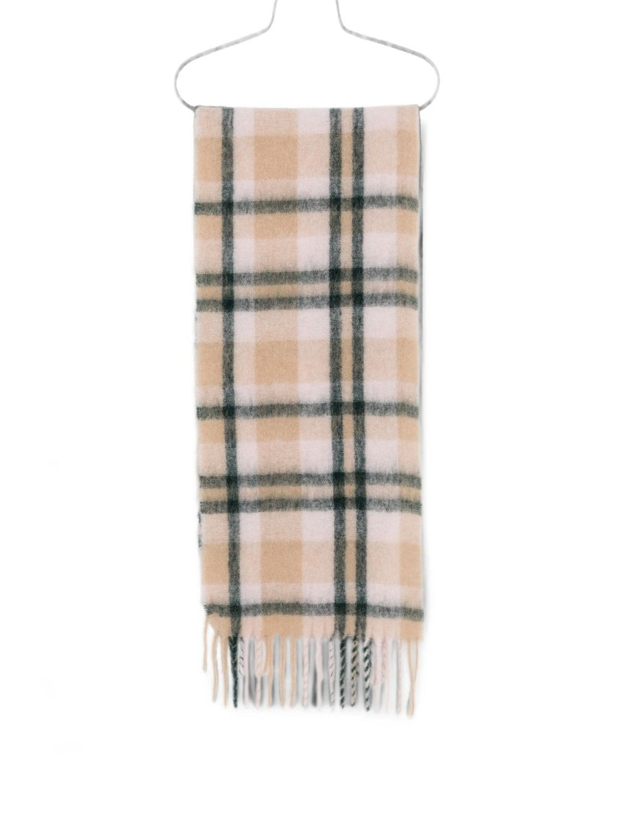 Closed Checked Alpaca-Blend Scarf — Pink Wool Scarfs