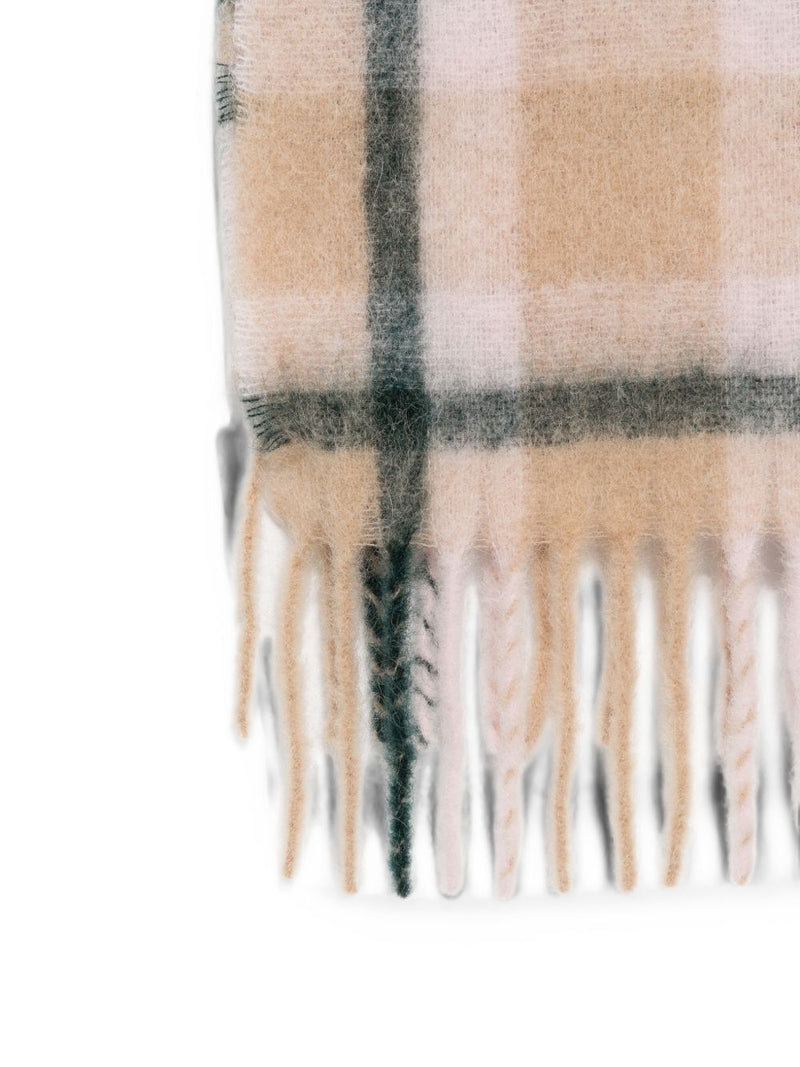 Closed Checked Alpaca-Blend Scarf — Pink Wool Scarfs