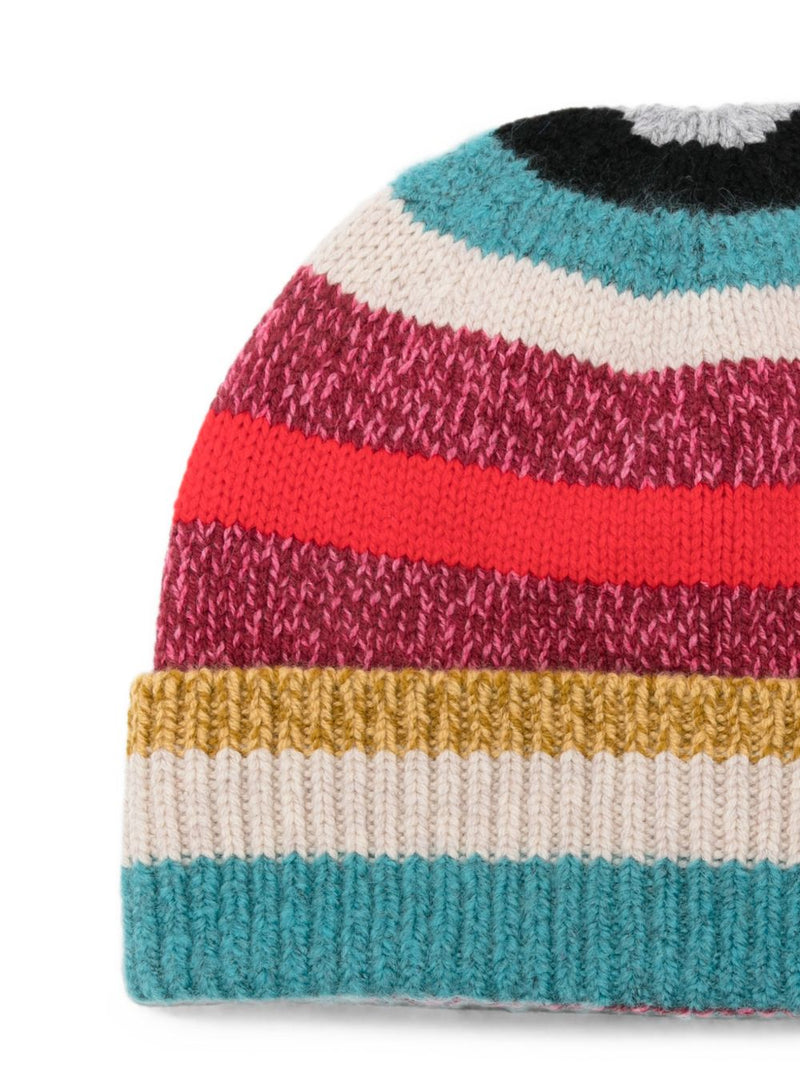 Paul Smith Multicolor Striped Winter Hat — Red