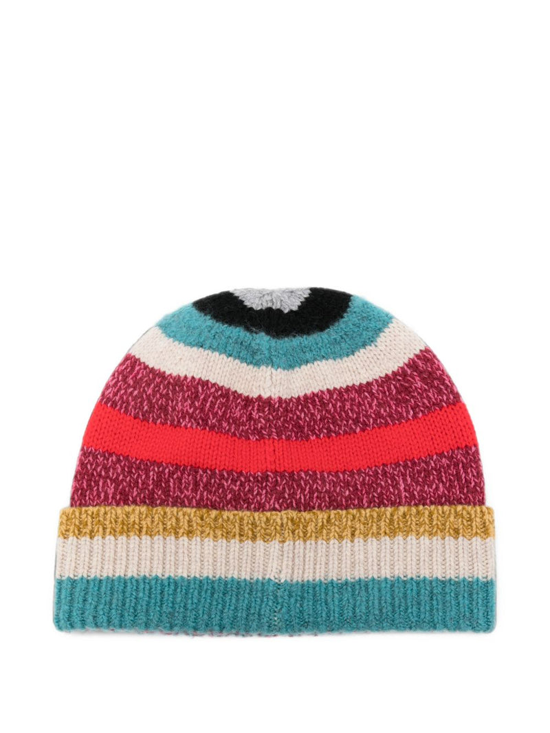 Paul Smith Multicolor Striped Winter Hat — Red