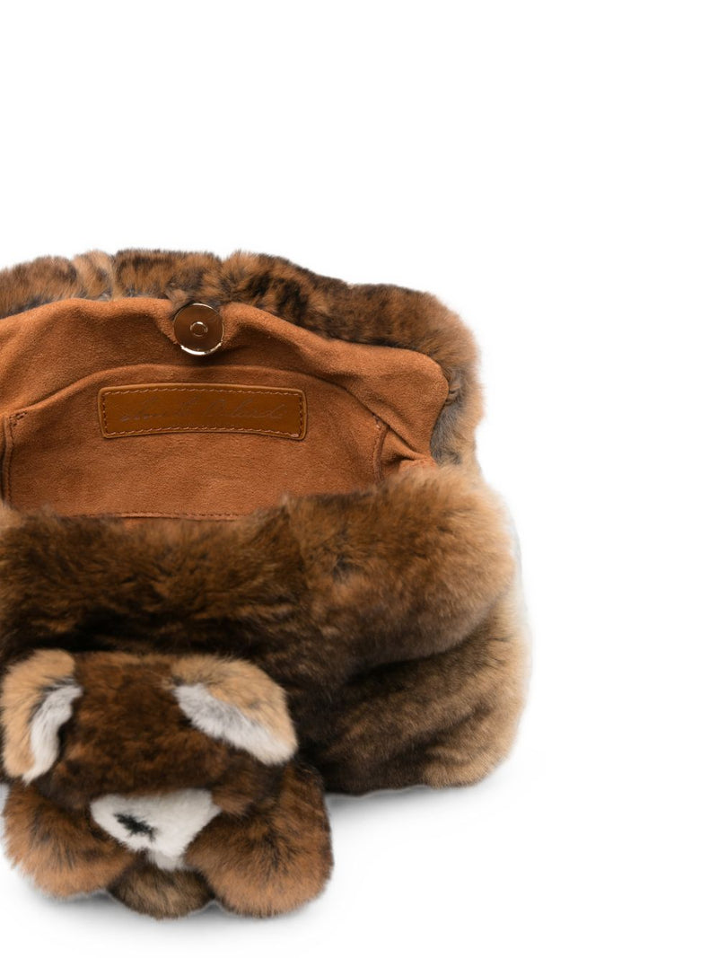 Anita Bilardi Faux-Fur Teddy-Bear Clutch — Brown