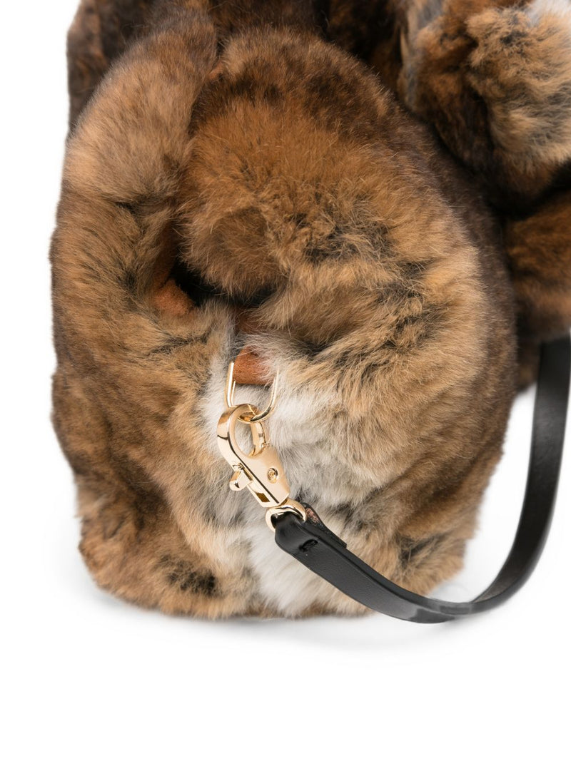 Anita Bilardi Faux-Fur Teddy-Bear Clutch — Brown