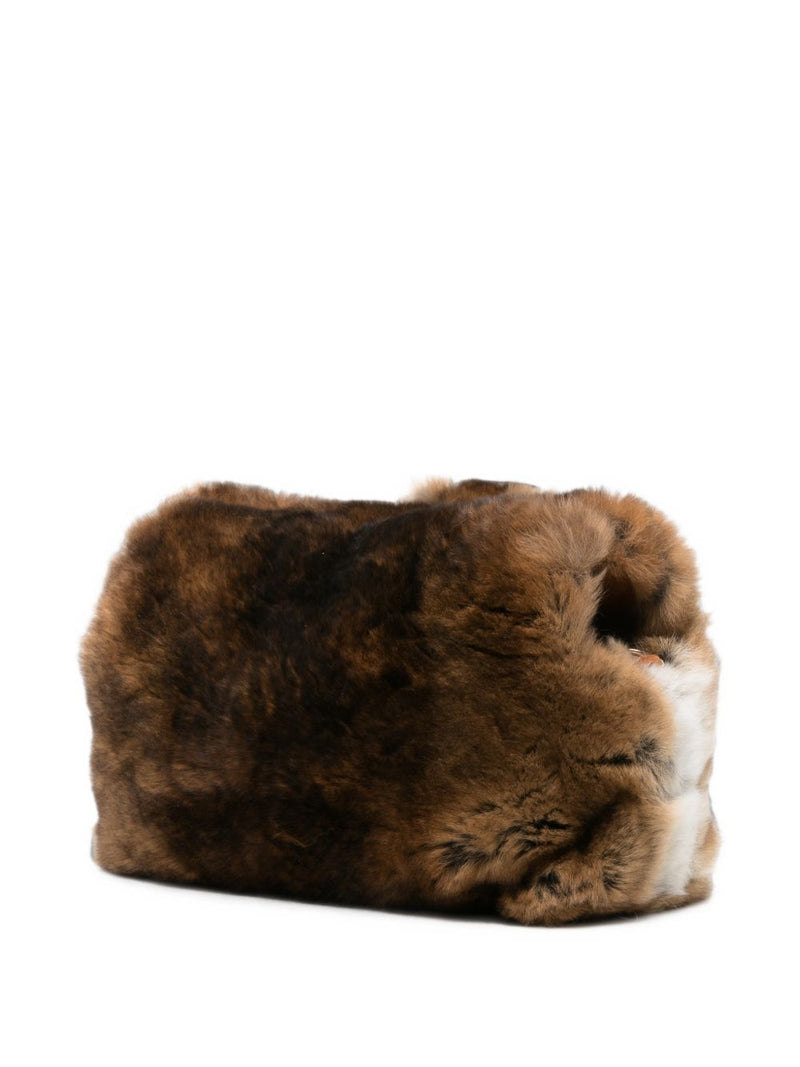 Anita Bilardi Faux-Fur Teddy-Bear Clutch — Brown