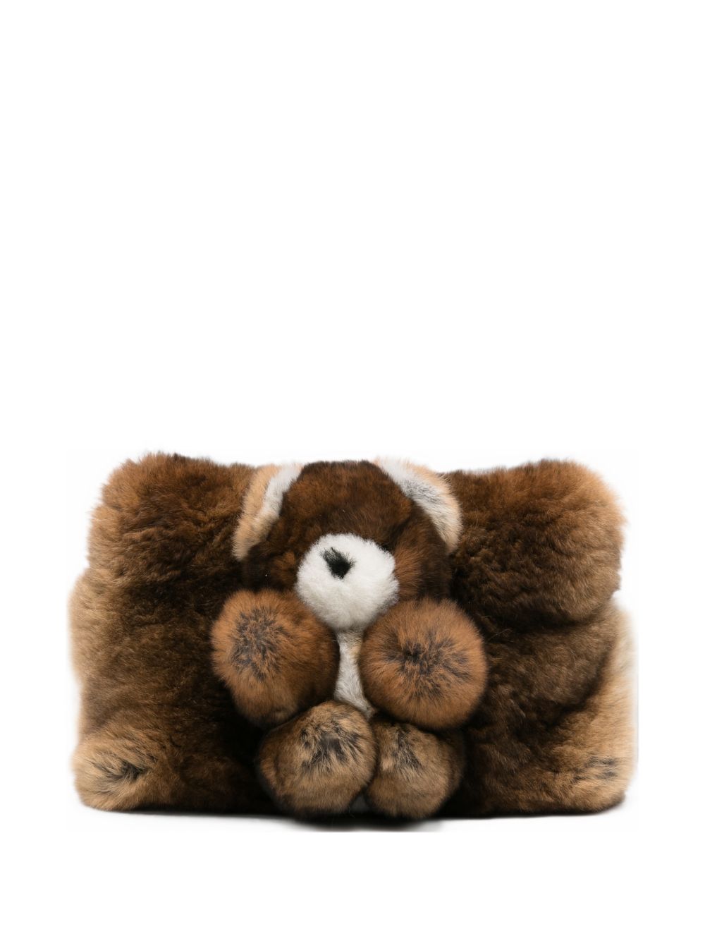 Anita Bilardi Faux-Fur Teddy-Bear Clutch — Brown