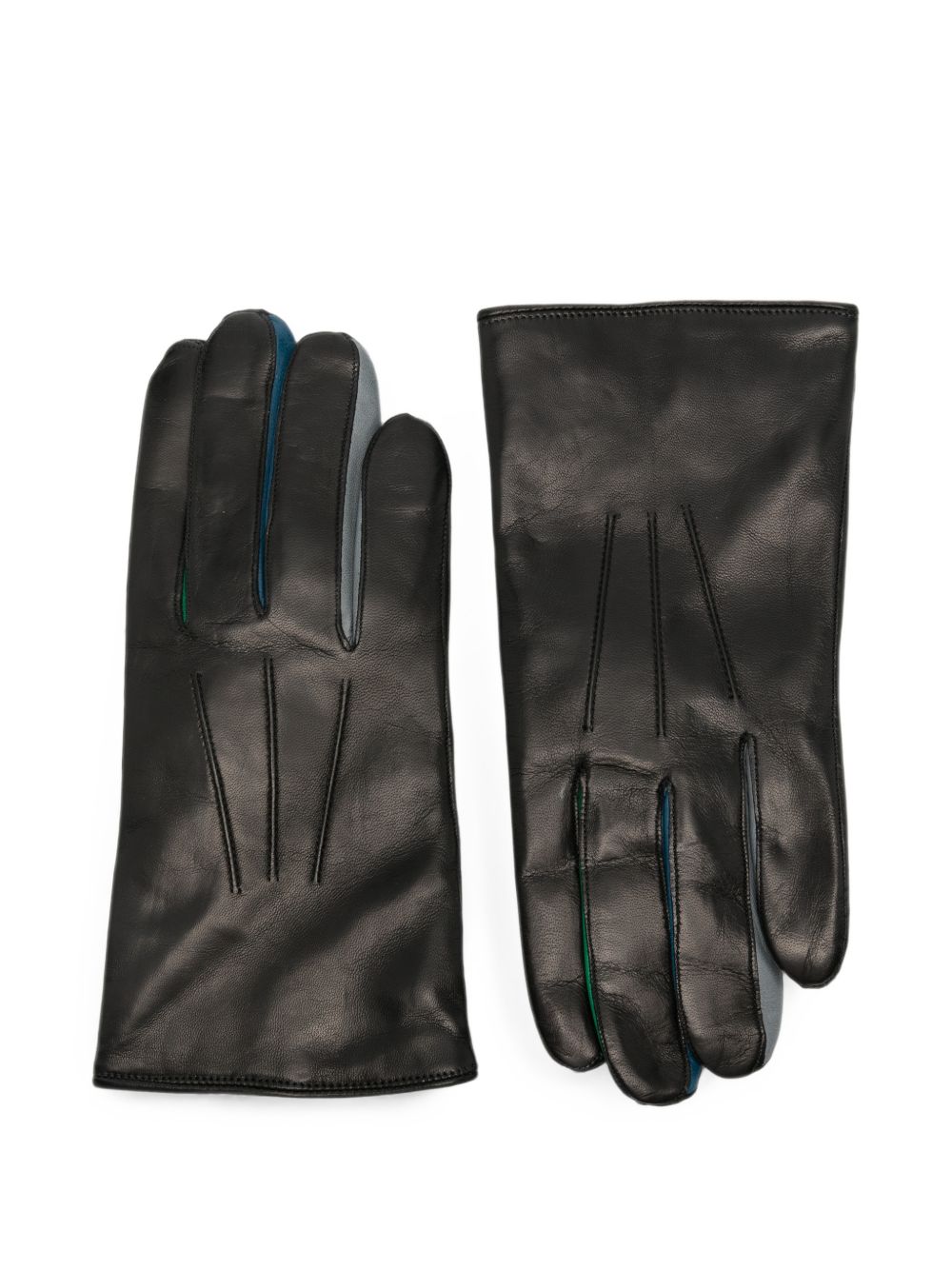 Paul Smith Leather Pin-Tucked Gloves — Black