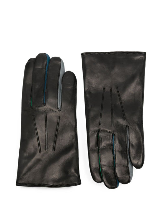 Paul Smith Leather Pin-Tucked Gloves — Black