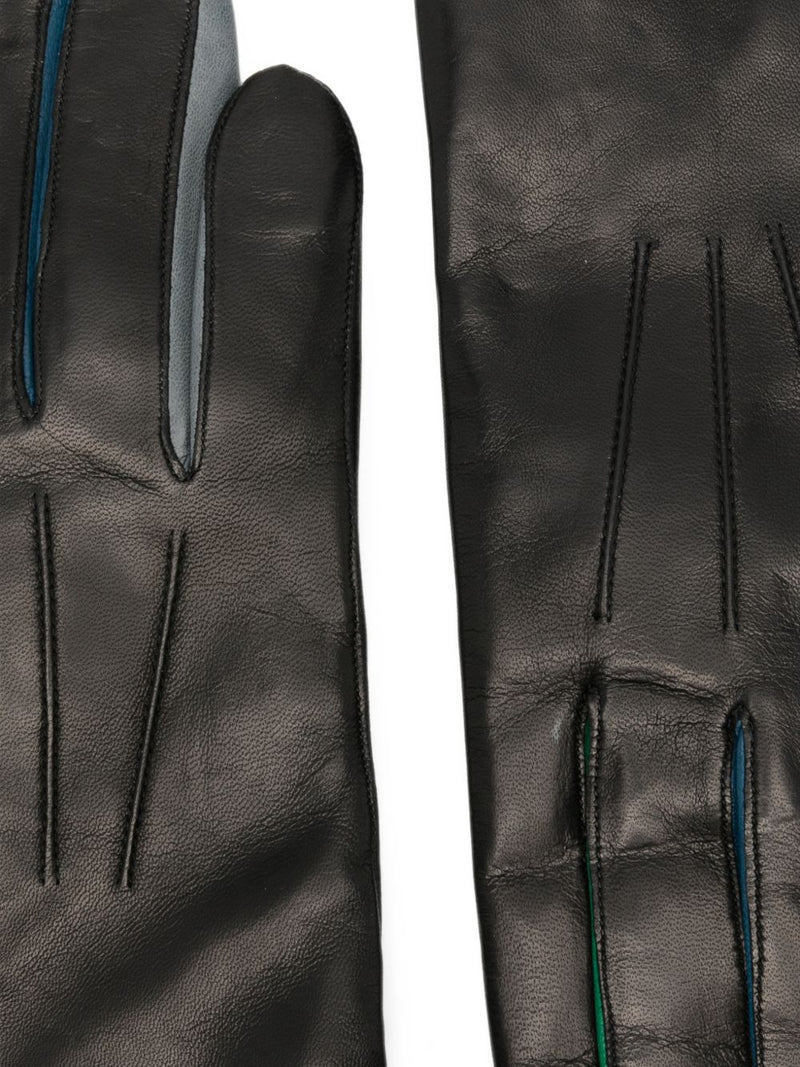 Paul Smith Leather Pin-Tucked Gloves — Black
