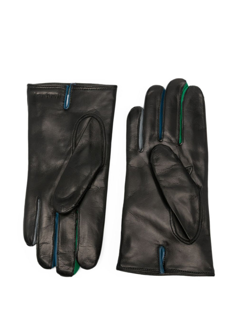 Paul Smith Leather Pin-Tucked Gloves — Black
