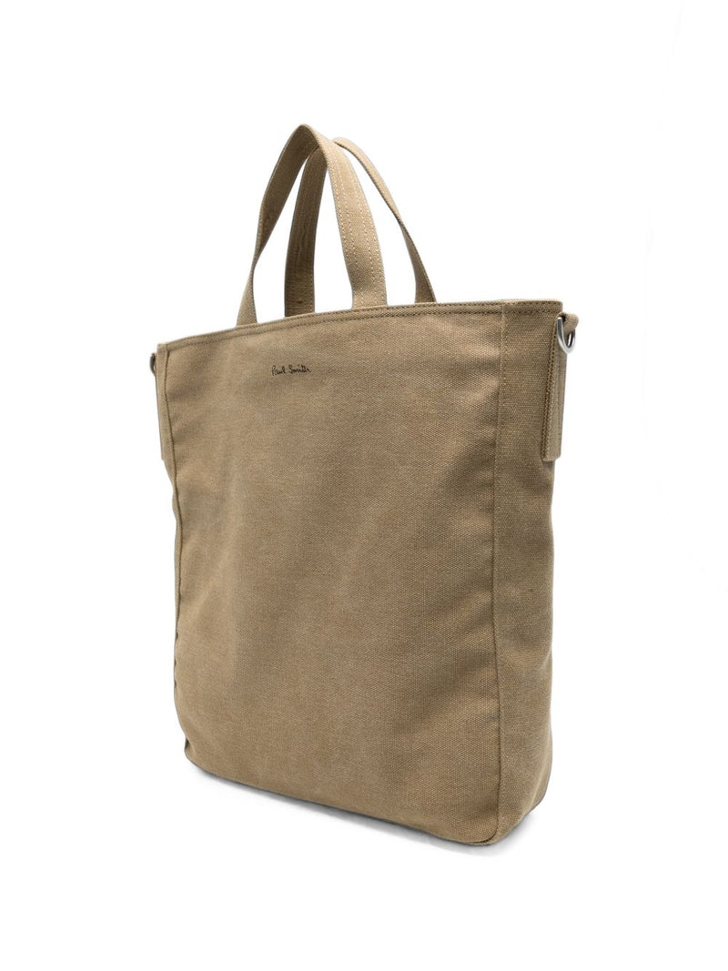 Paul Smith Floral Embroidery Canvas Tote Bag — Beige