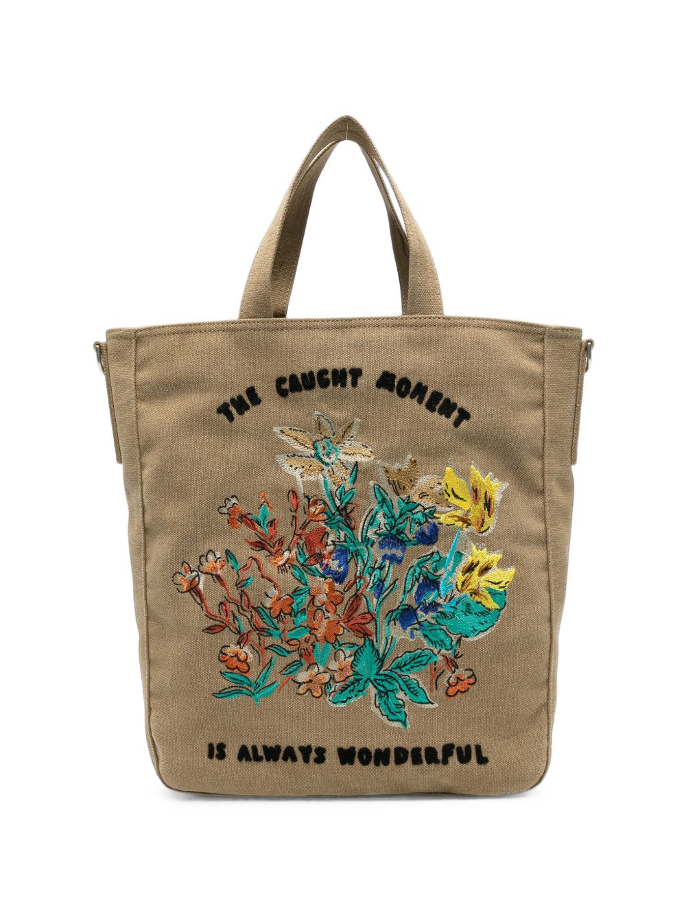 Paul Smith Floral Embroidery Canvas Tote Bag — Beige