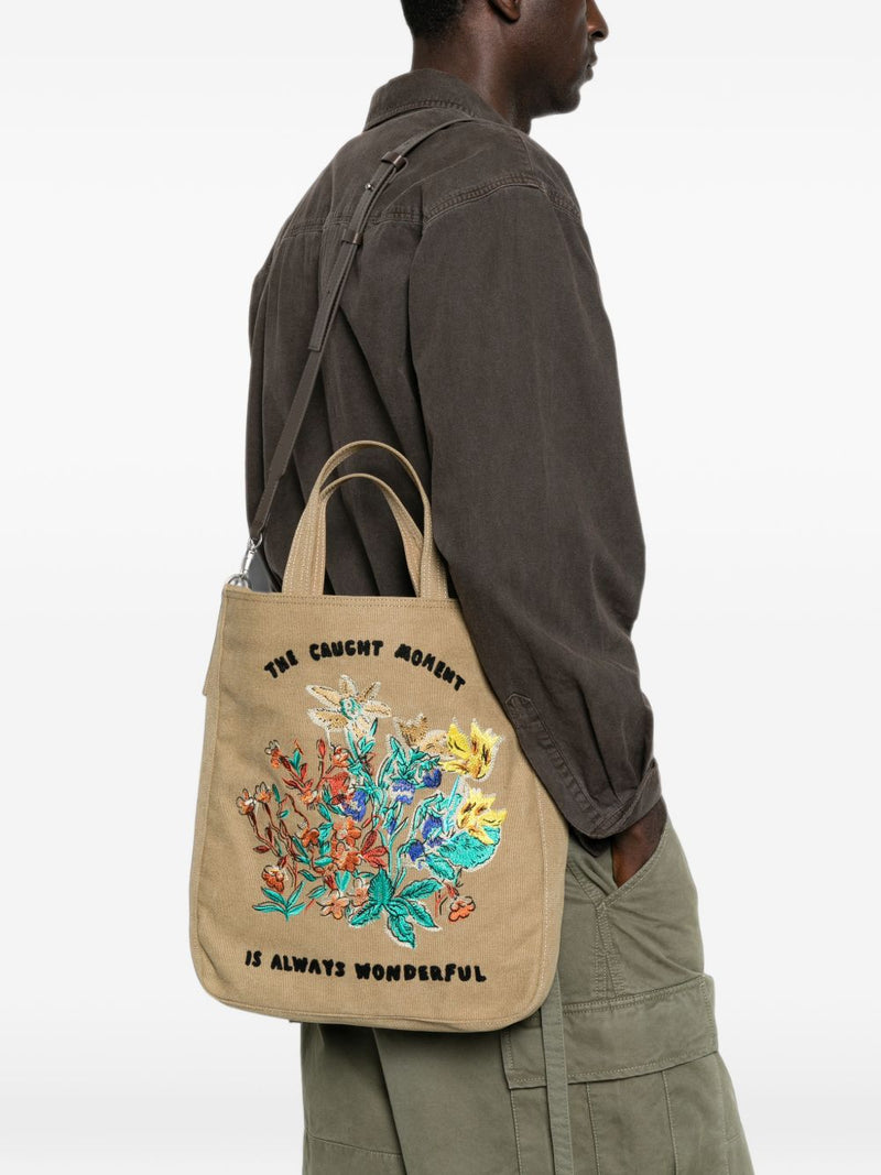 Paul Smith Floral Embroidery Canvas Tote Bag — Beige