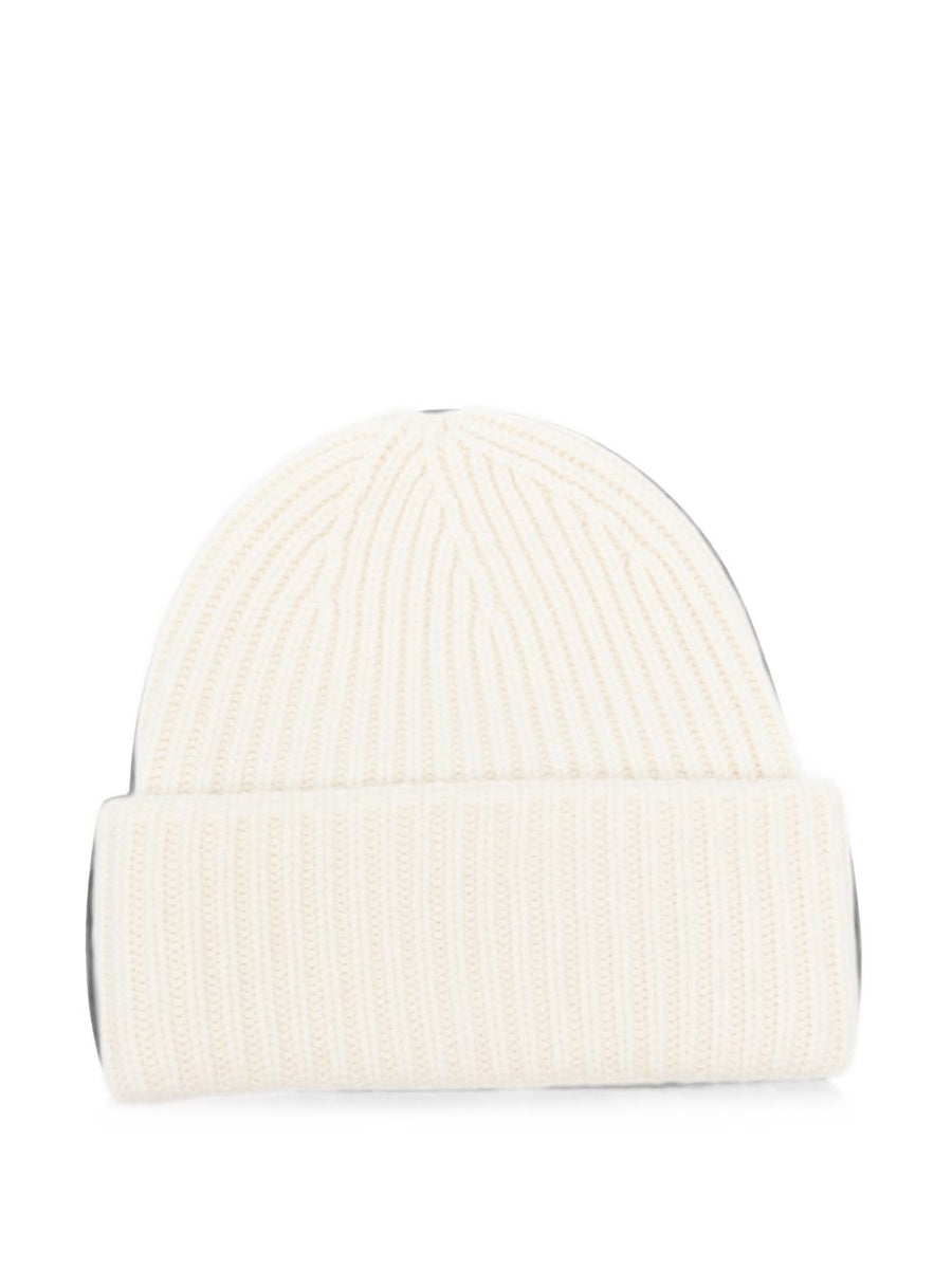 Soft Goat Ribbed Cashmere Beanie — Ivory Beanies