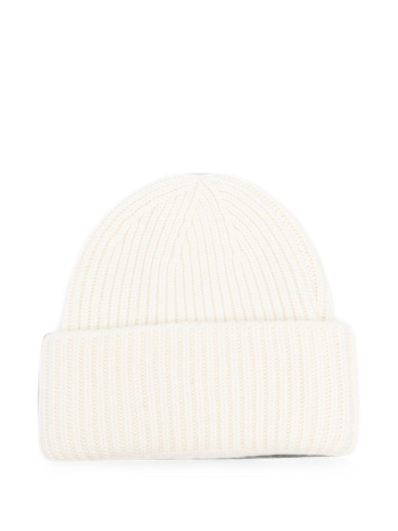 Soft Goat Ribbed Cashmere Beanie — Ivory Beanies