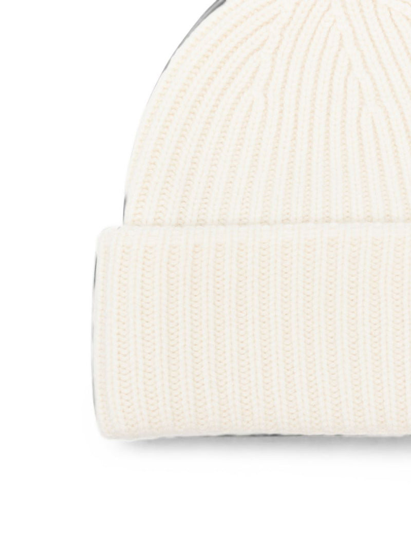 Soft Goat Ribbed Cashmere Beanie — Ivory Beanies