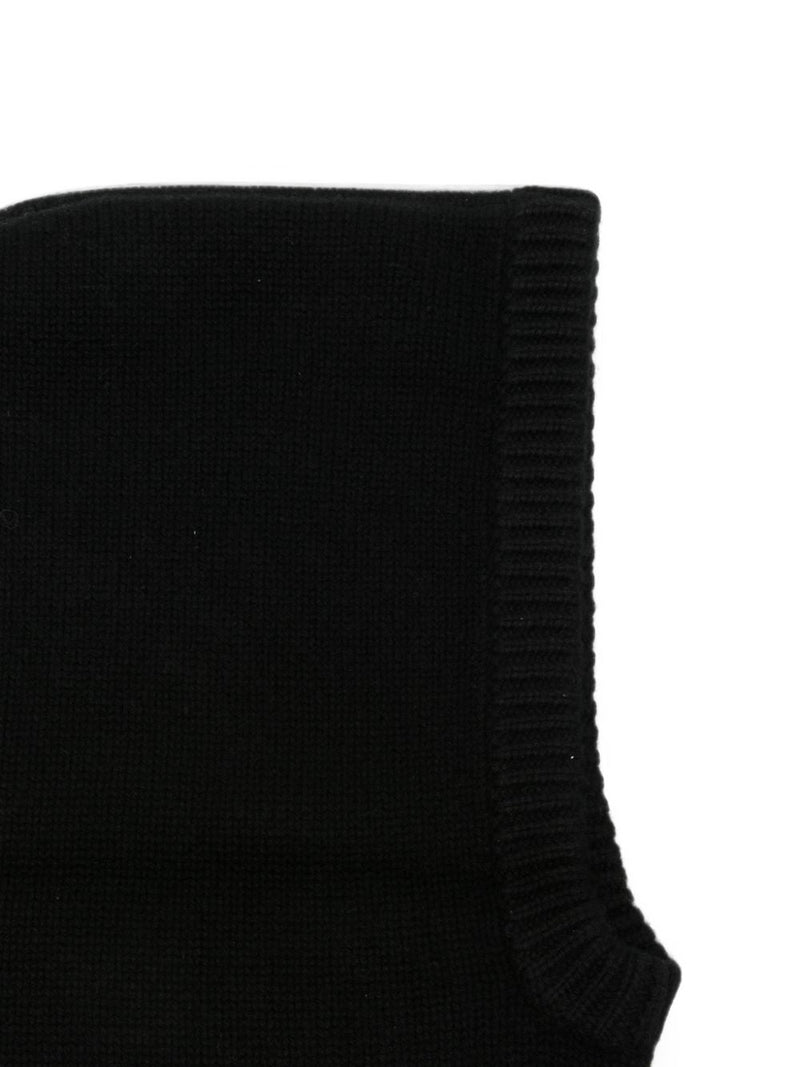 Soft Goat Cashmere Ribbed-Knit Balaclava — Black Winter Hats