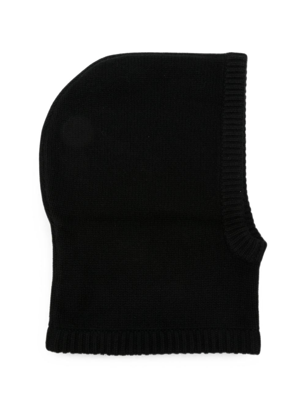 Soft Goat Cashmere Ribbed-Knit Balaclava — Black Winter Hats