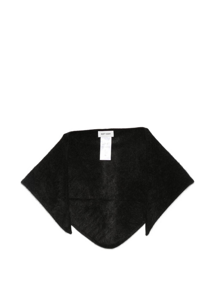 Soft Goat Brushed Knit Scarf — Black Scarfs