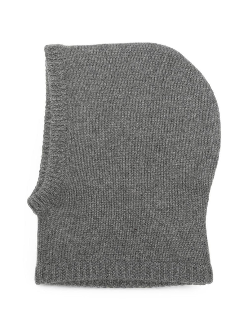 Soft Goat Cashmere Ribbed Balaclava — Grey Winter Hats