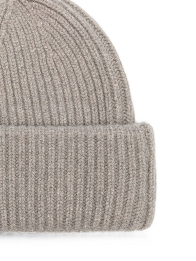 Soft Goat Ribbed Knit Winter Hat — Beige
