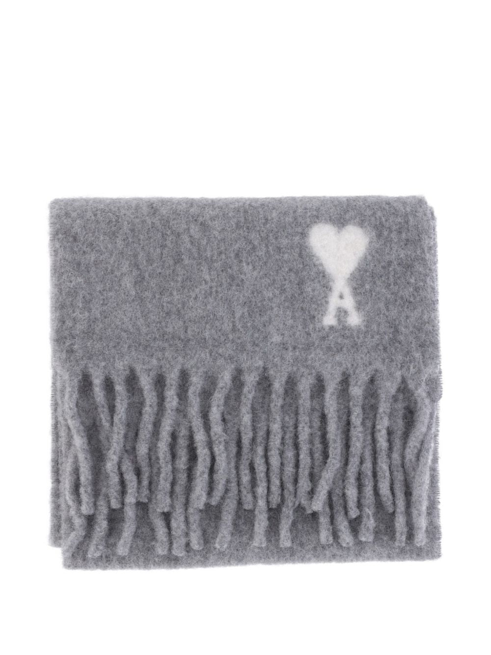 Ami Paris Scarf — Gray Wool Scarfs