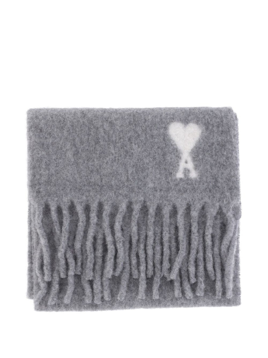 Ami Paris Scarf — Gray Wool Scarfs