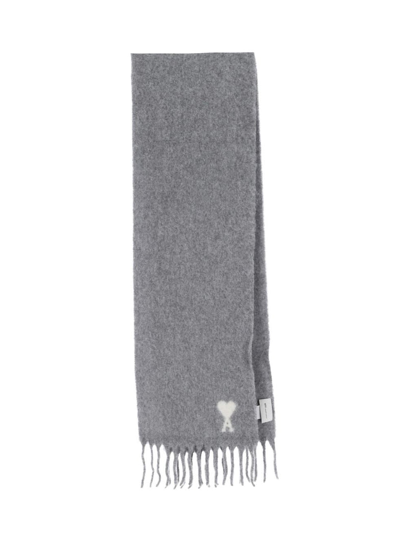 Ami Paris Scarf — Gray Wool Scarfs