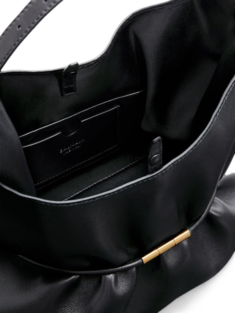 Balmain Sphynx Shoulder Bag — Black Leather With Satin Lining