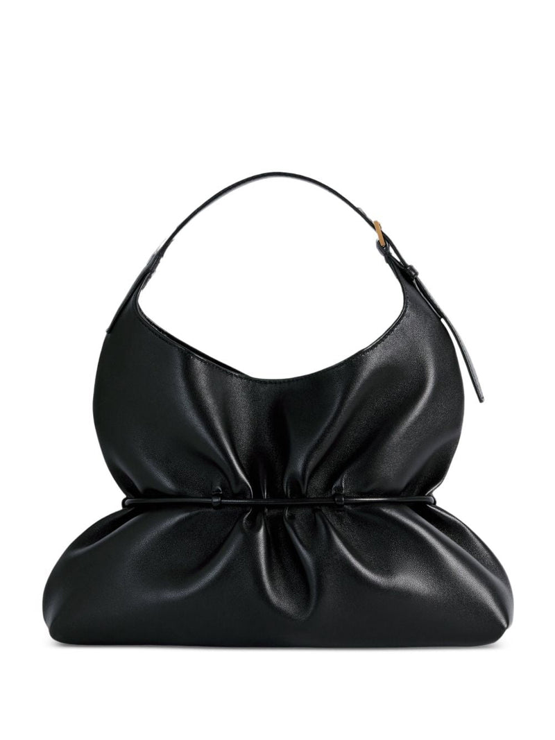 Balmain Sphynx Shoulder Bag — Black Leather With Satin Lining