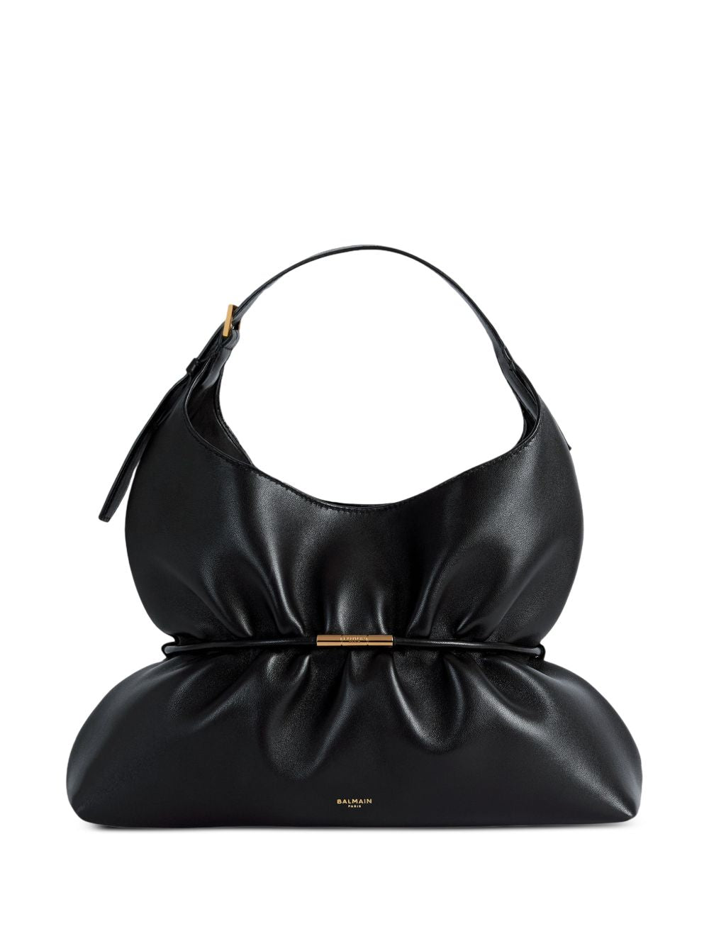 Balmain Sphynx Shoulder Bag — Black Leather With Satin Lining