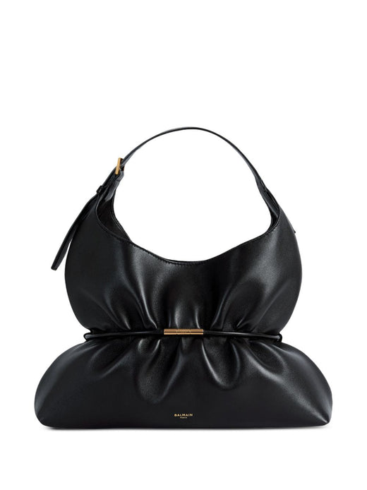 Balmain Sphynx Shoulder Bag — Black Leather With Satin Lining