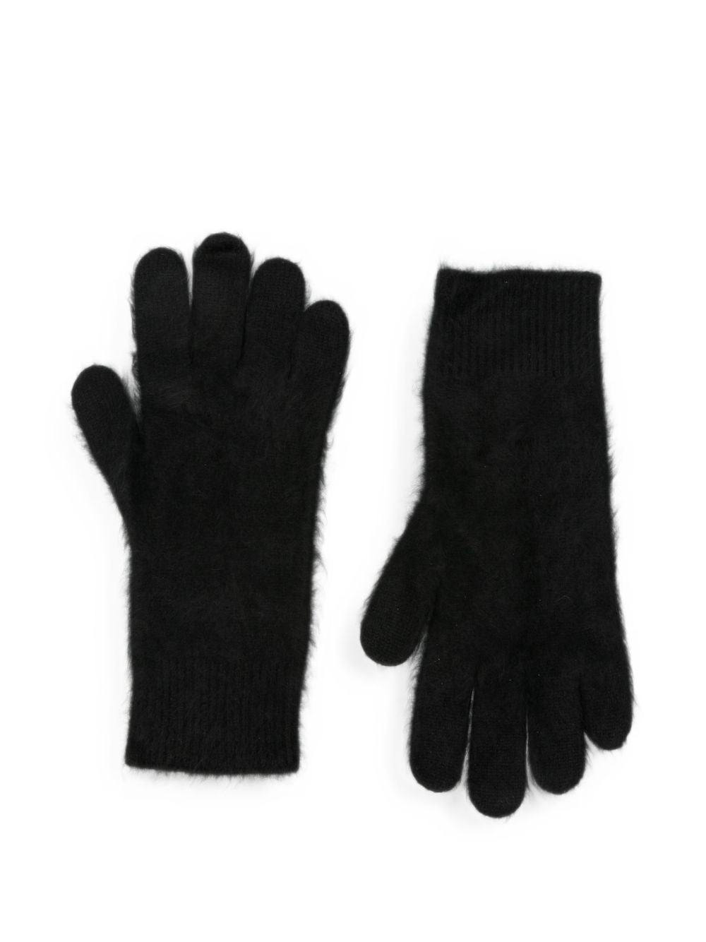 Soft Goat Fine Knit Brushed Gloves — Black