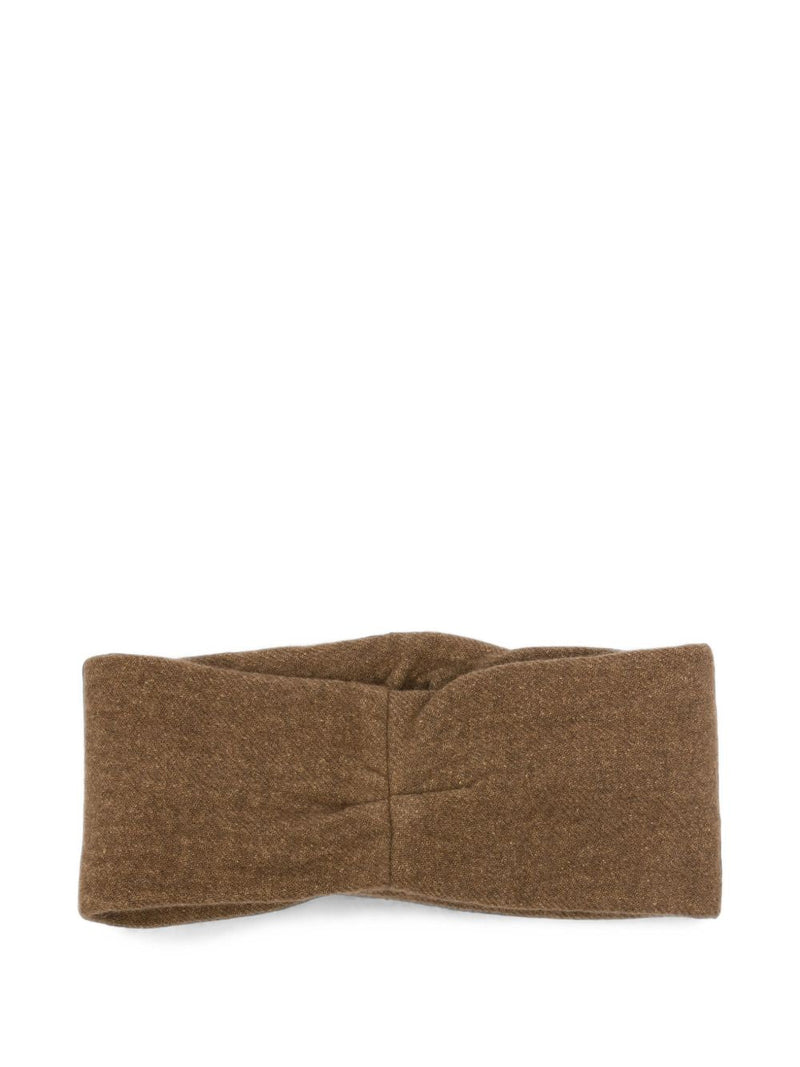 Cortana Herringbone Wool Blend Headband — Brown Headbands