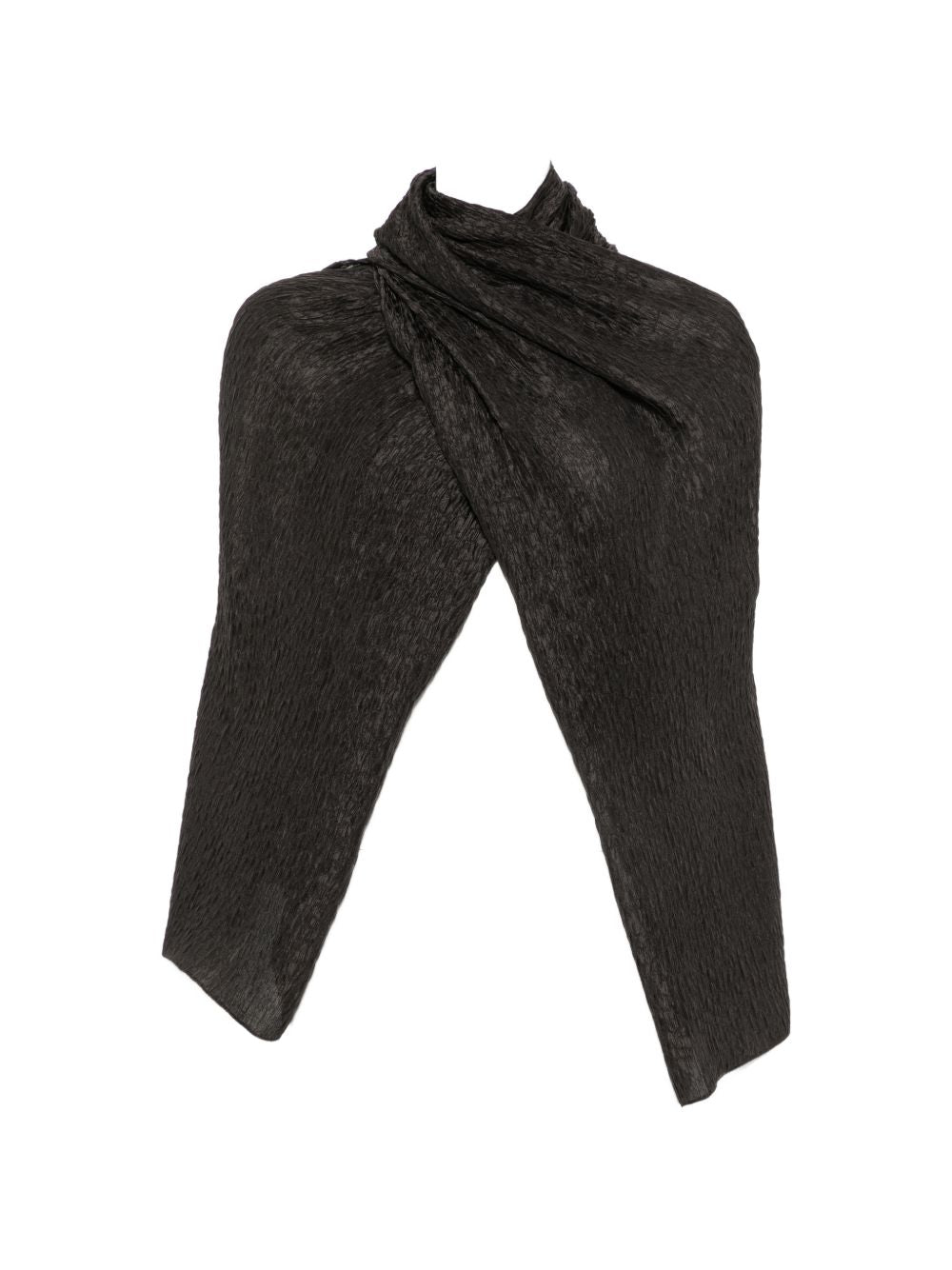 Cortana Crinkled Silk Shawl — Brown Shawls