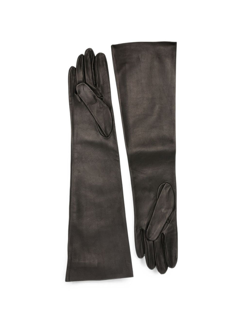 Cortana Long-Length Leather Gloves — Black