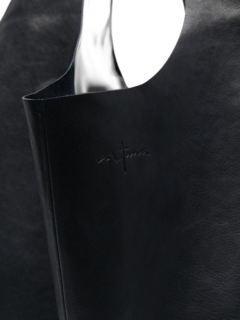 Cortana Slouchy Leather Tote Bag — Black