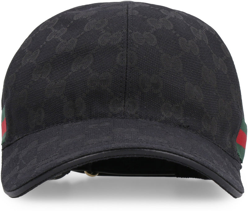 Gucci 200035 Logo All Over Baseball Cap — Black Polyester Caps