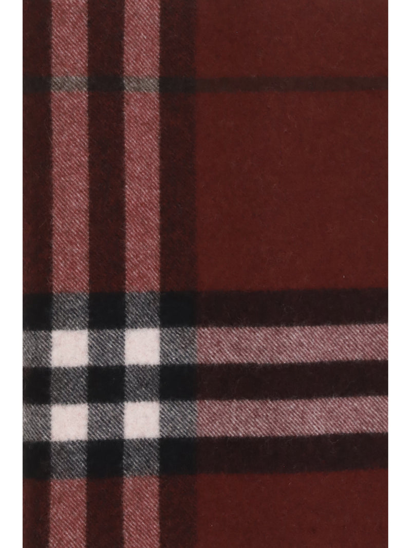 Burberry Cashmere Check Scarf — Red Kashmir/capra Hircus Scarfs