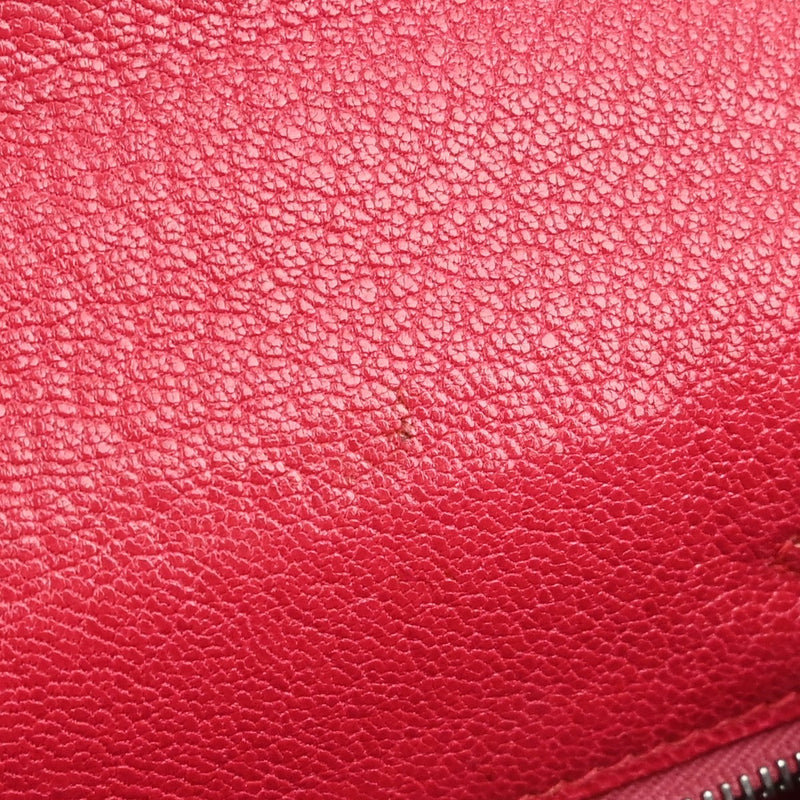 Hermes Kelly Red Chevre De Coromandel With Palladium Hardware Pink Calfskin Bag