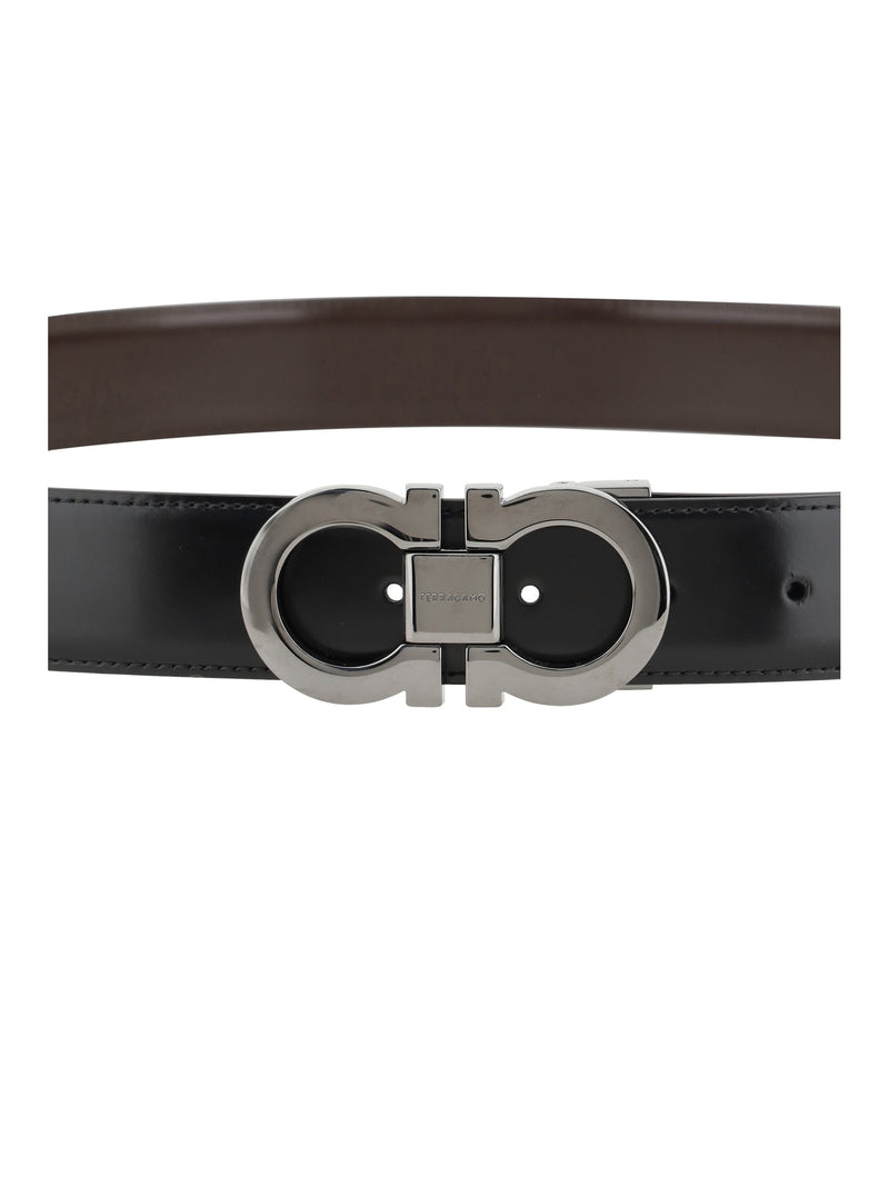 Ferragamo Gancini Belt — Black Calf Leather Bos Taurus