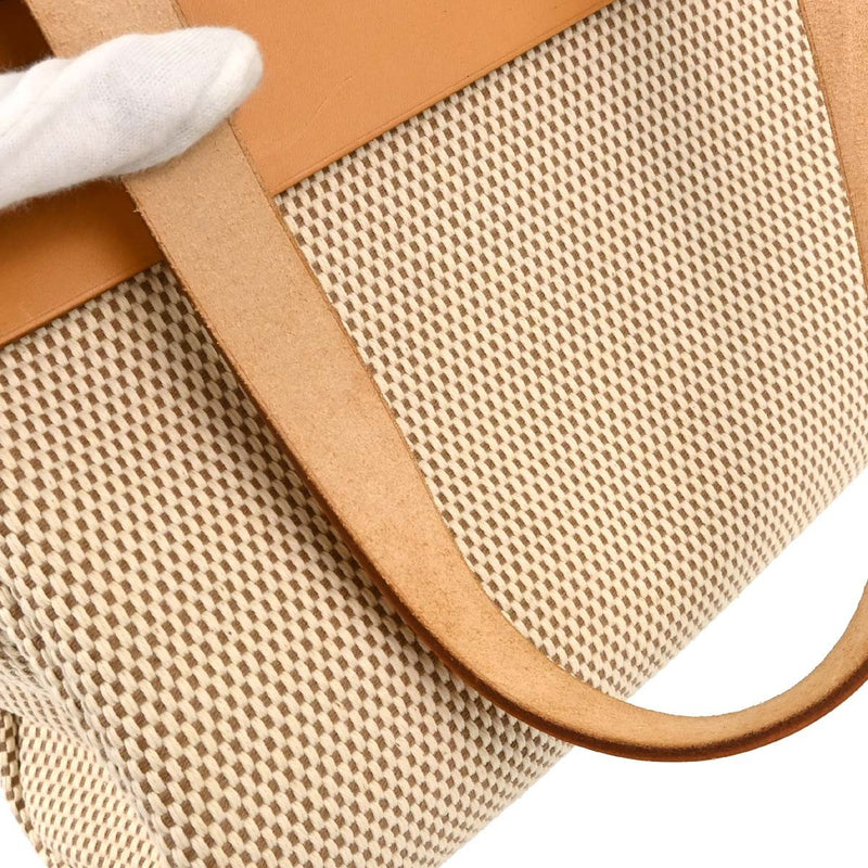 Hermes Herbag Cabas Toile And Leather Beige Canvas Bag