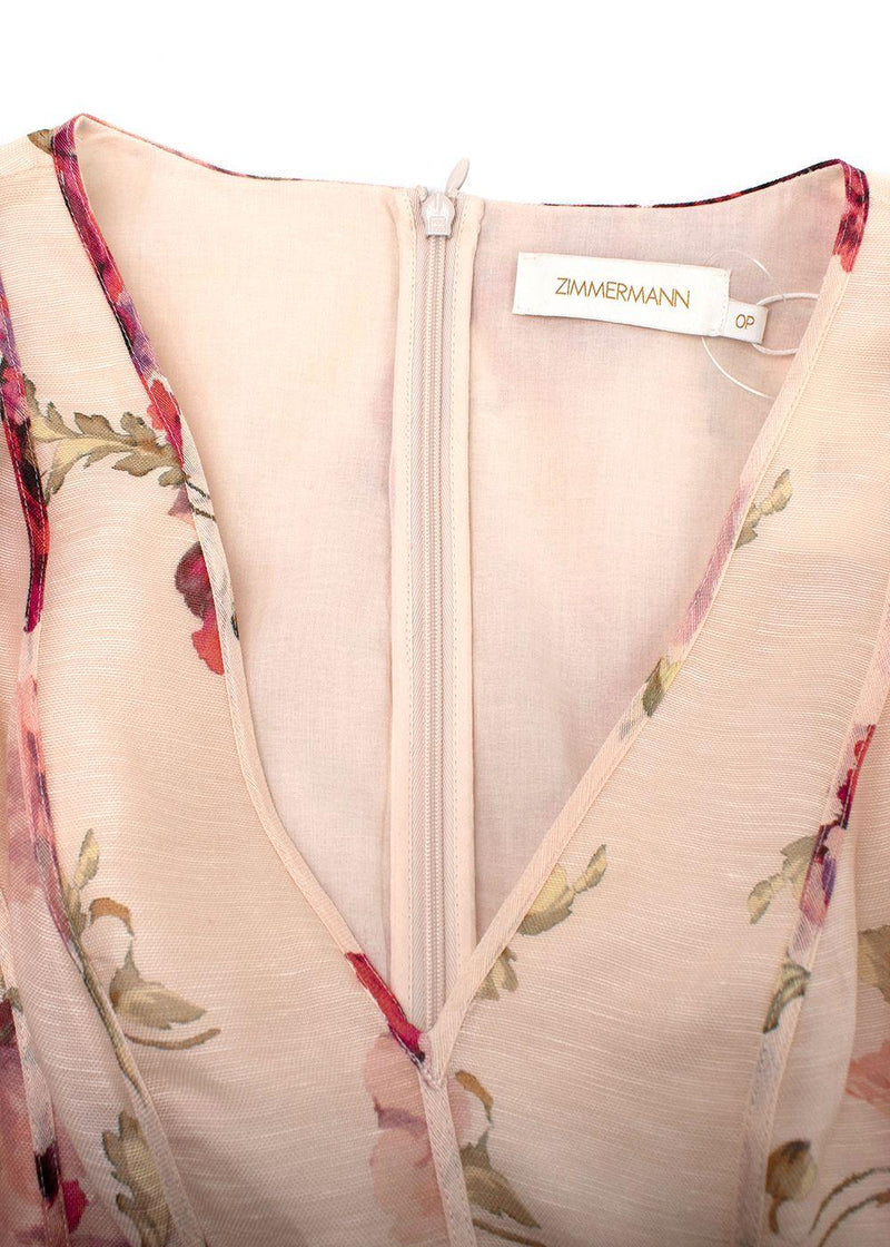 Zimmermann Pink Floral Belted High Tide Mini Dress