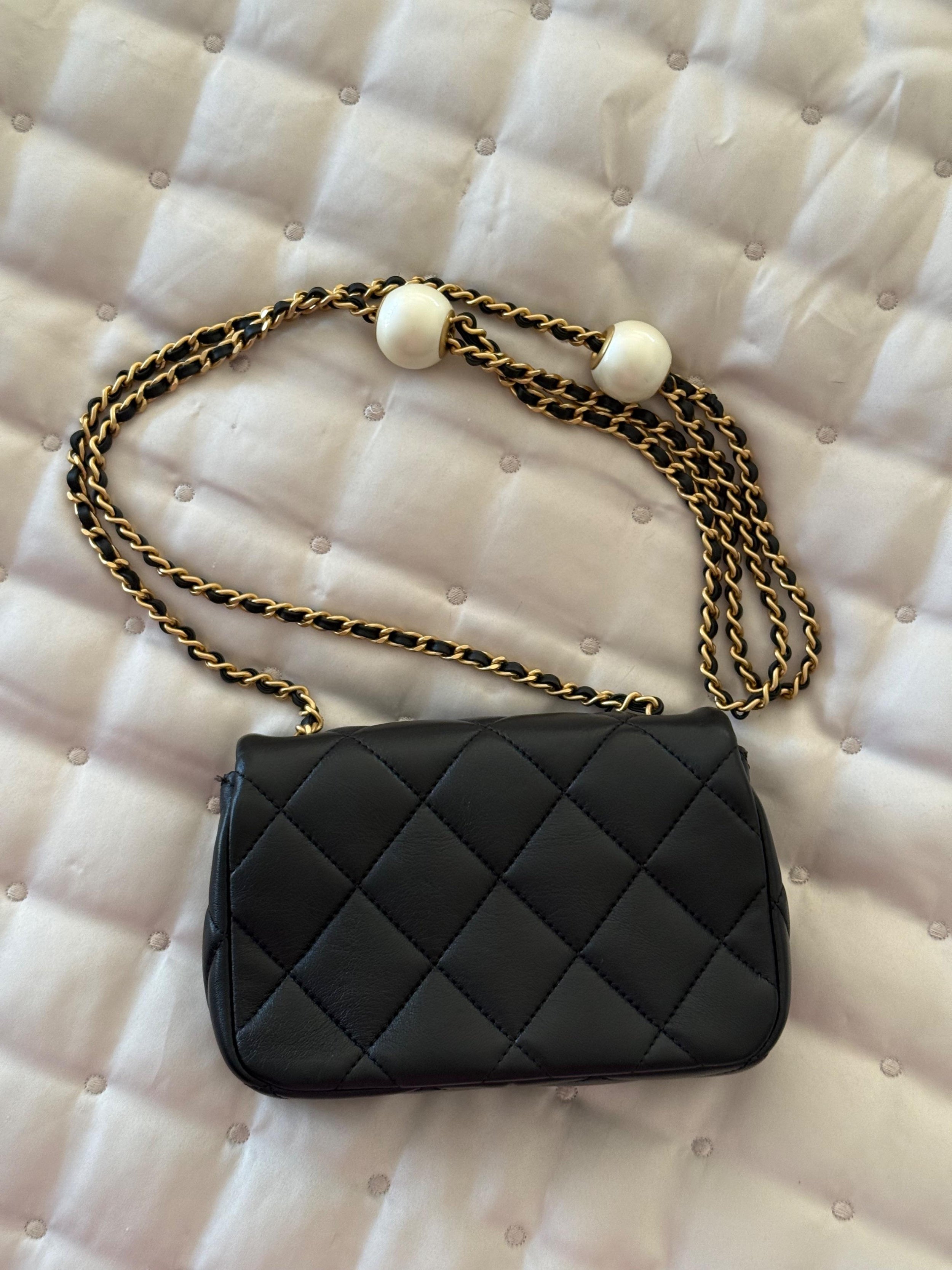 Chanel Black Lambskin ‘Pearl Crush’ Classic