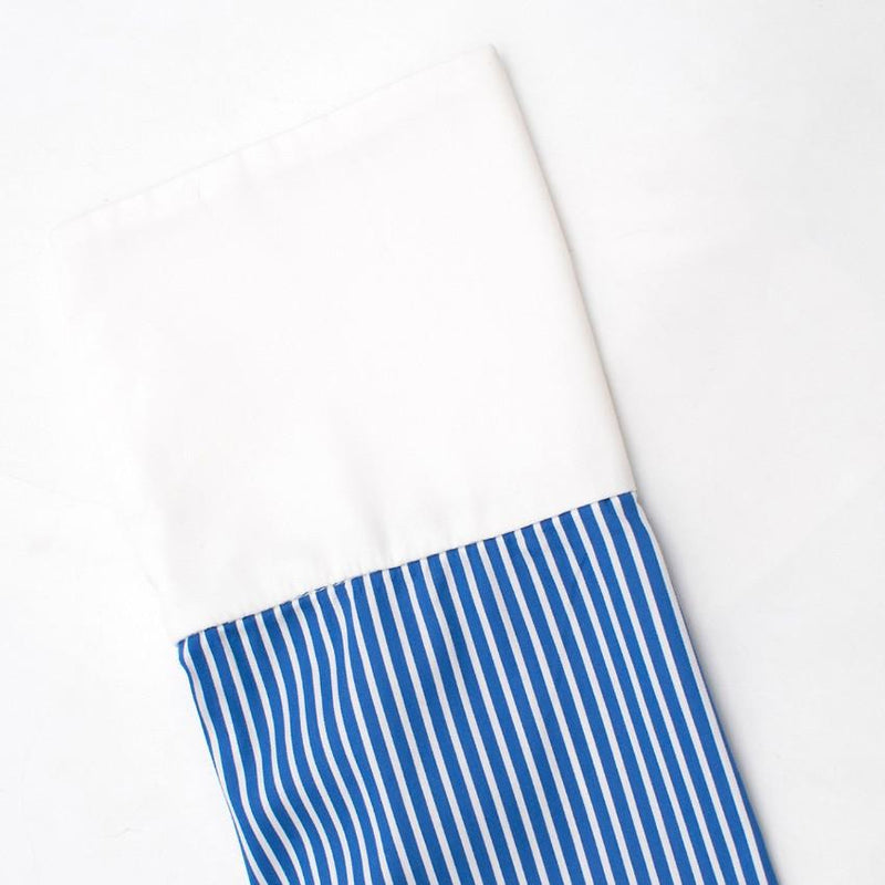 Tome Blue Pinstriped Long sleeve Top with Back Opening