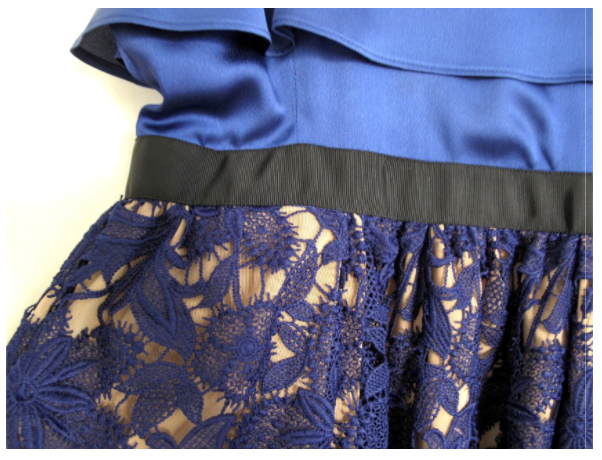 Self-Portrait Delphinium Satin & Guipure Lace Dress