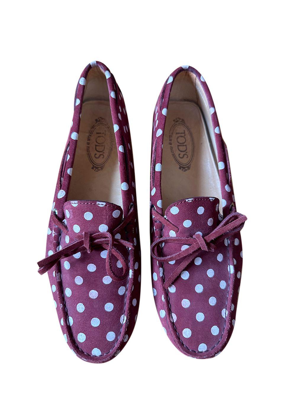 Polka Dot Suede Driving Mocassins