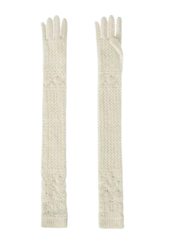 Loro Piana White Long Cashmere Gloves