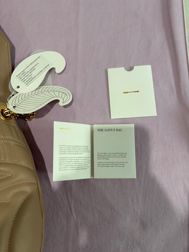 Okhtein Beige Lotus Shoulder Bag