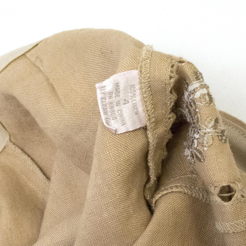 Rebecca Taylor Camel Linen Trousers with Floral Sides