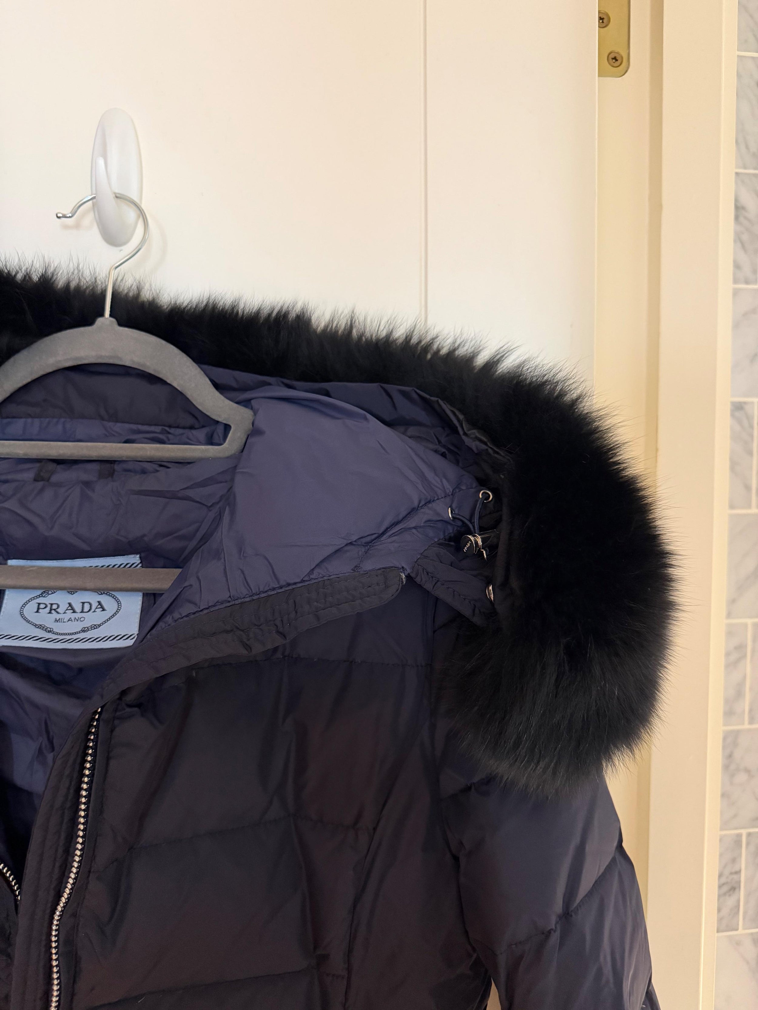 Prada Fur Trimmed Hood Puffer Coat